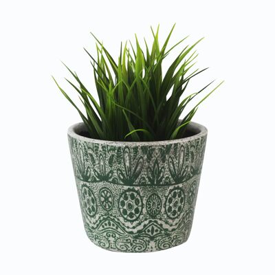 Jardinera Cactus Mosaico Cerámica Verde 14cm