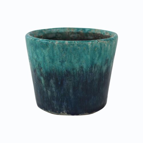 Übertopf aus Keramik aqua/blau 14cm Shore