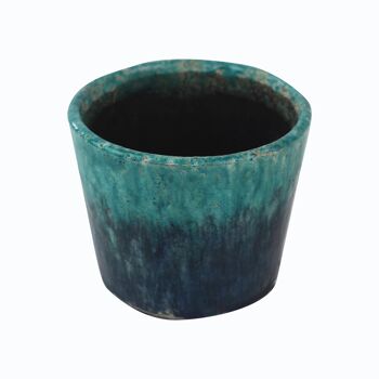 Cache pot en céramique aqua/bleu 14cm Shore 2