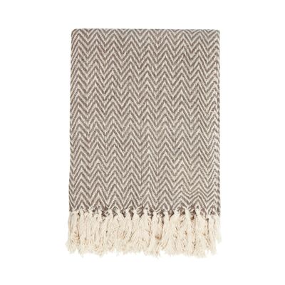Cotton blanket 130x170 taupe from India