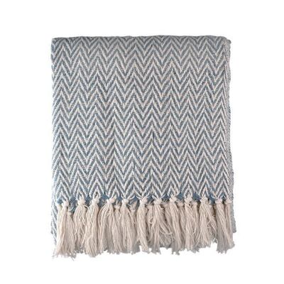 Cotton blanket 130x170 blue from India