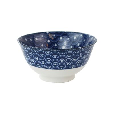 Porcelain bowl 250ml Waves blue, Japan