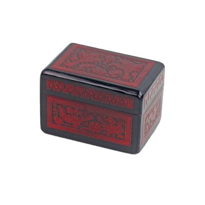 Caja artesanal Olinala pequeña Mexico rojo oscuro