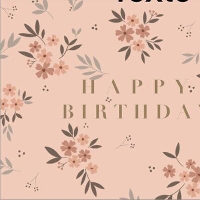Pink Happy Birthday card with gilding text