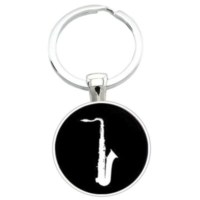 Porte-Clés Saxophone - Noir Et Blanc