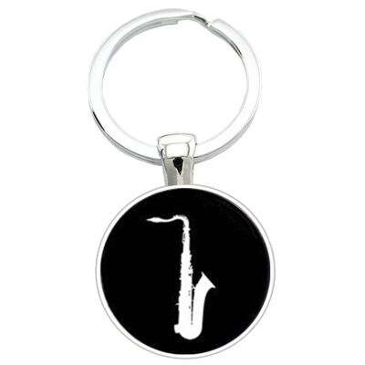 Saxophone Keyring - Black And White