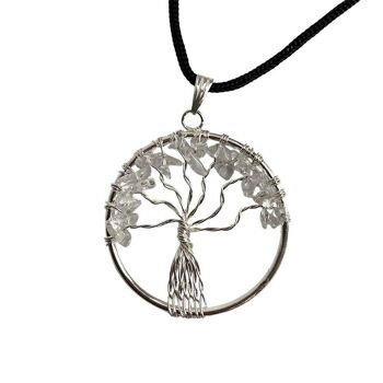 Pendentif Arbre de Vie, Quartz Clair, 30mm 2