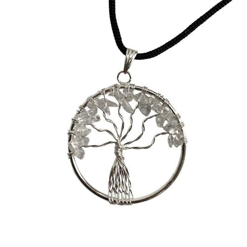 Tree of Life Pendant, Clear Quartz, 30mm