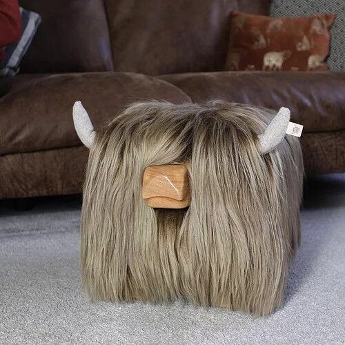 Leather shop cow footstool