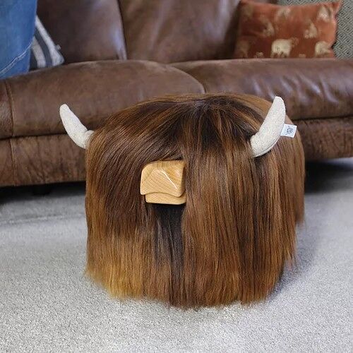 Highland Cow Footstool - CHESTNUT