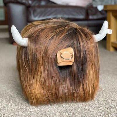 Highland Bull Footstool - CHESTNUT + Nose ring