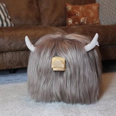 Highland Cow Footstool - TAUPE