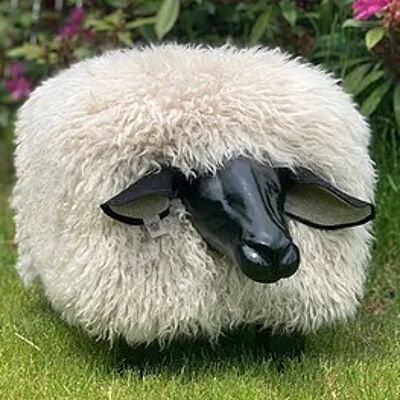 Sheep Footstool - Curly 'Oyster' Black Nose