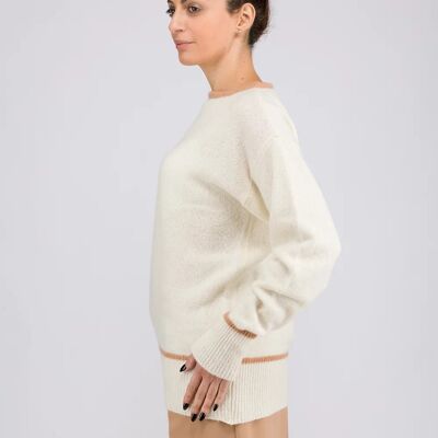 Cashmere & Silk Pullover - Contrasto - Off-white/Creamy