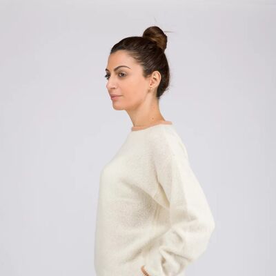 Cashmere & Silk Pullover - Contrasto - Off-white/Creamy