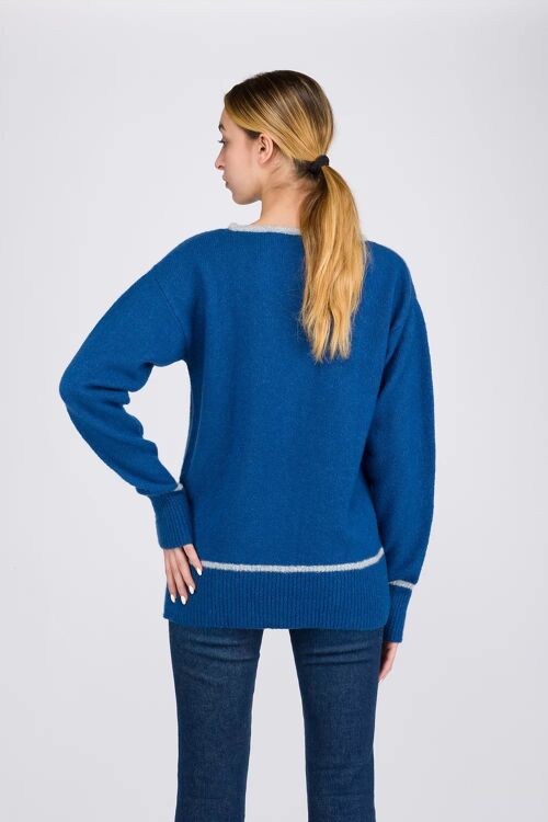 Cashmere & Silk Pullover - Contrasto - Dark blue