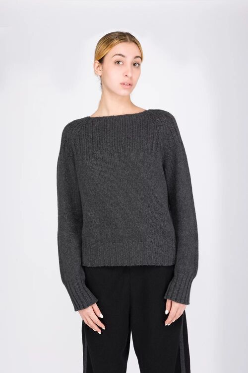 Pure Cashmere Pullover - Collare - Dark grey