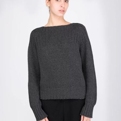 Pure Cashmere Pullover - Collare - Dark grey