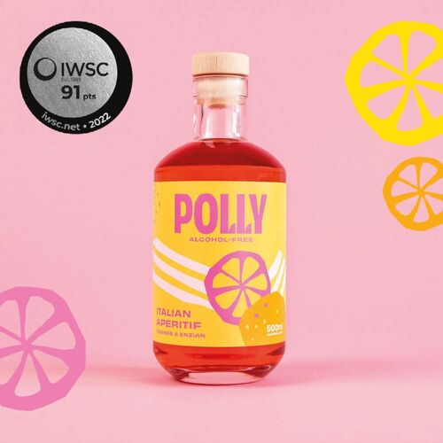 POLLY Italian Aperitif, alkoholfreier Bitter-Aperitif mit Orange-Kräuter Geschmack, 500ml Flasche