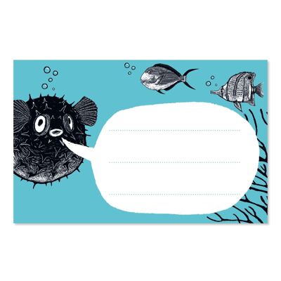 Set of 10 stickers puffer fish