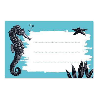 Set of 10 stickers seahorse