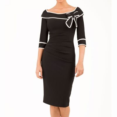 PAIGE 3/4 SL DRESS BLACK AND IVORY