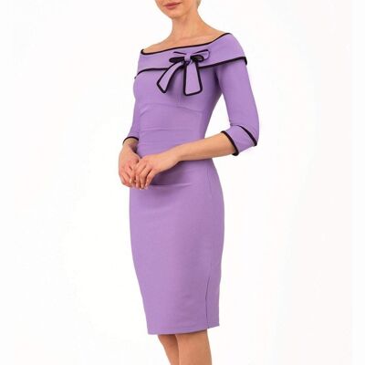 VESTIDO PAIGE 3/4 SL VIOLETA BLOOM Y NEGRO