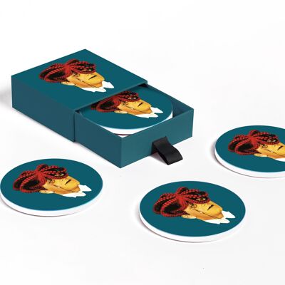 Set of 4 Aristopoulp ceramic coasters