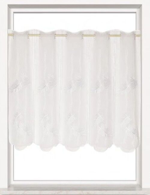 Voilage ELEGANCE - Modulable - Col Blanc / Argent - 90 cm - 100 % pes