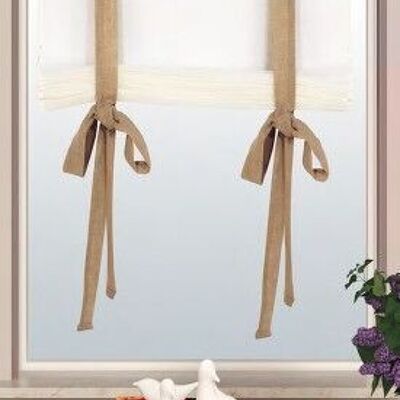 Brise-Bise Blind with Ribbons - Seagull Embroidered - 100% Polyester - 60 x 160 cm