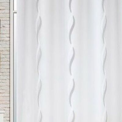 Tenda trasparente TORSADE - Grigio - Pannello passacavo - 100% poliestere - 200 x 240 cm