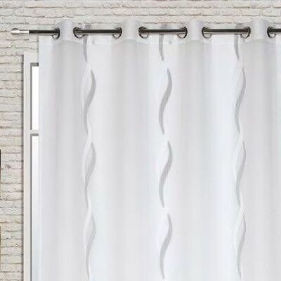 Rideau Voilage TORSADE - Gris - Panneau à oeillets - 100 % polyester - 200 x 240 cm
