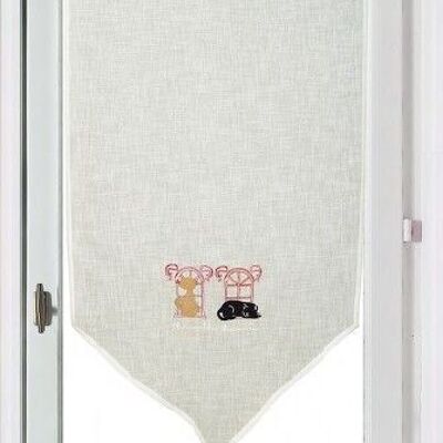 Brise-Bise Vitrage - Chats Brodé -100 % polyester - 60 x 90 cm