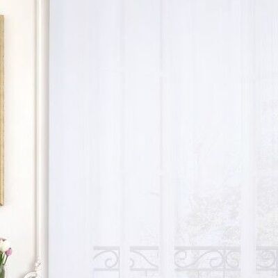 Rideau Voilage OSCAR - Blanc - Panneau à oeillets - 100 % pes - 200 x 240 cm