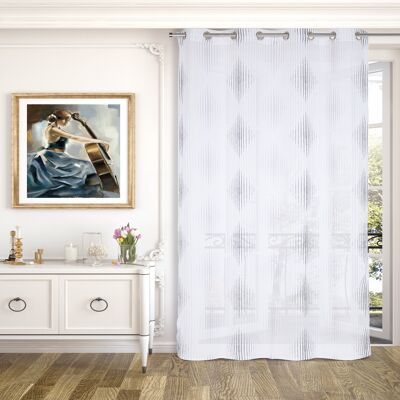 Tenda trasparente ACHILLE - Grigio - Pannello passacavo - 100% poliestere - 140 x 240 cm