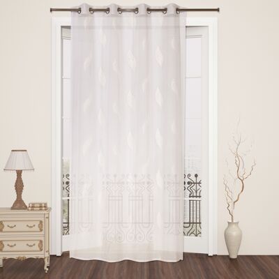 Sheer Curtain LEAVES Natural - Panel with eyelets - 100% polyester - 140 x 240 cm