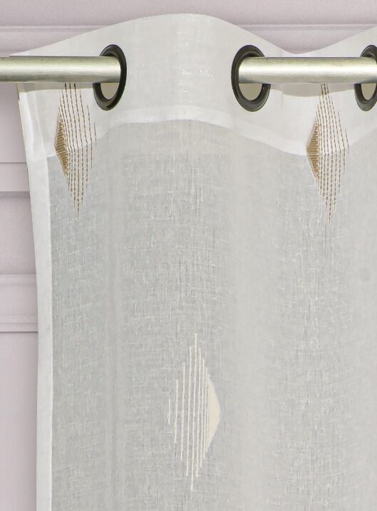 Tenda trasparente CHAMANE - Pannello con occhielli - Naturale - 140 x 260 cm - 100% pes