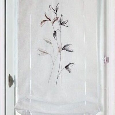 Brise-Bise Stretchrollo – Bestickte Blätter – 100 % Polyester – 60 x 120 cm