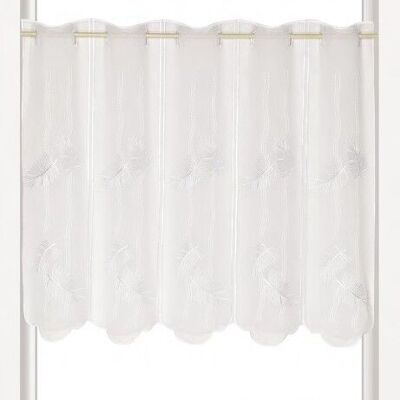 Voilage ELEGANCE - Brise-Bise - Col Blanc / Argent - 90 cm - 100 % pes