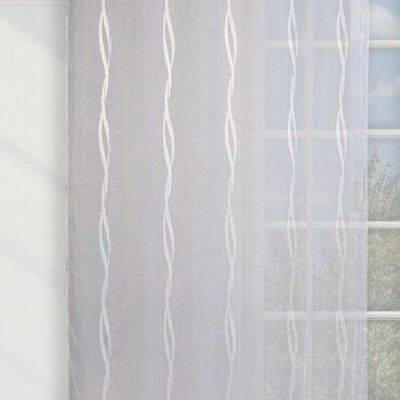 Voile-Vorhang TORSADE - Paneel mit Ösen - Weiß - 200 x 240 cm - 100 % Pes