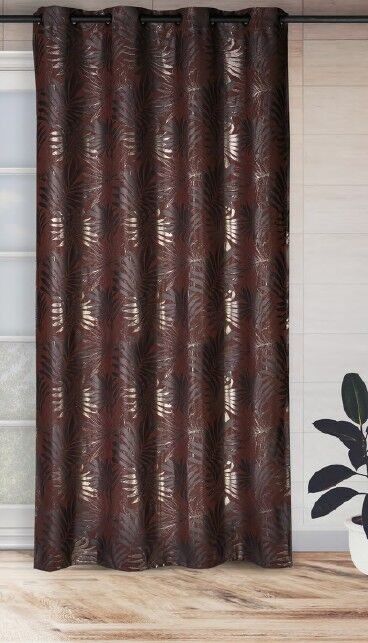Rideau ZANZIBAR - Panneau à oeillets - Brique - 140 x 260 cm - 54 % pes 40 % coton 6 % métalique