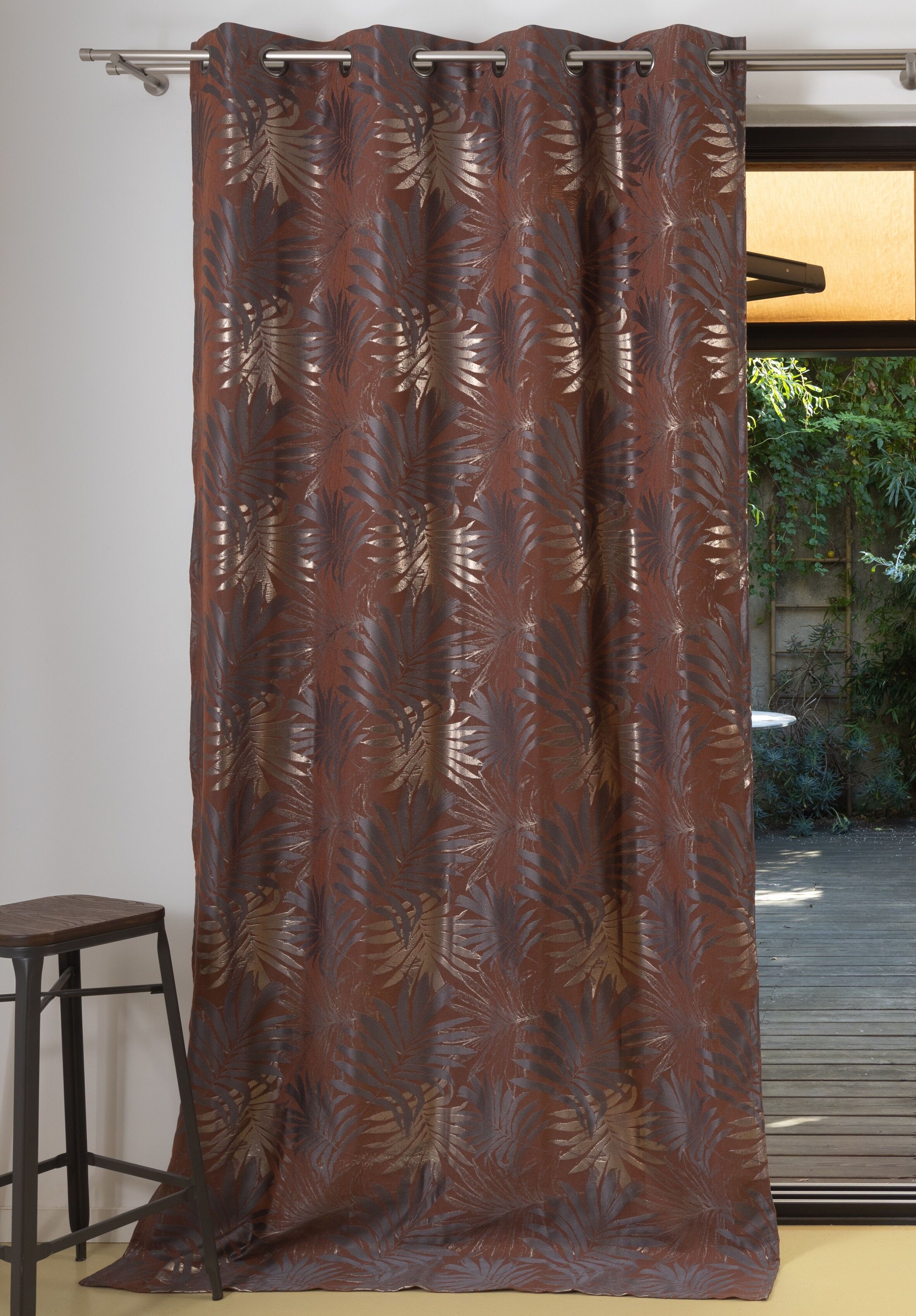 ZANZIBAR Double Curtain - Eyelet Panel - Brick - 140 x 260 cm - 54% pes 40% cotton 6% metallic