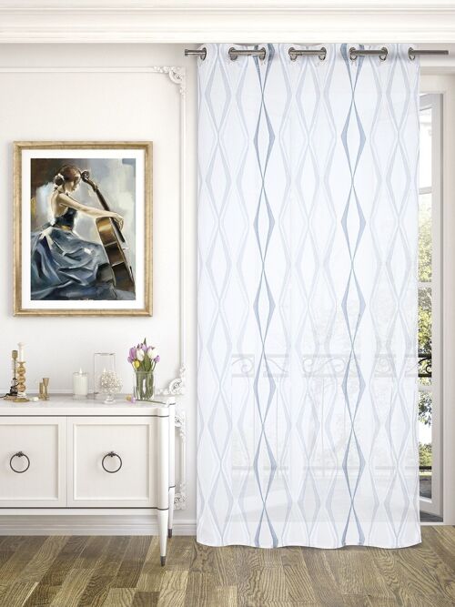 Rideau Voilage ATHENA- Bleu  - Panneau à oeillets  - 100 % polyester -140 x 240 cm