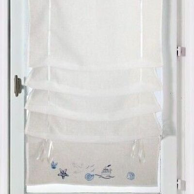 Brise-Bise Straight Blind - Marin Embroidered - 100% Polyester - 60 x 160 cm