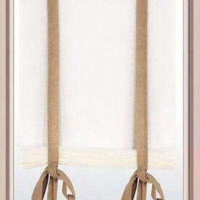 Tenda Brise-Bise con Nastri - Ricamato Gabbiano - 100% Poliestere - 60 x 120 cm