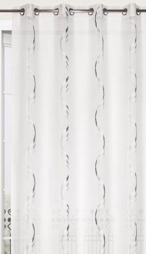 Rideau Voilage RIVIERA- Panneau à oeillets - Gris - 200 x 260 cm
