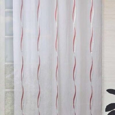 Voile curtain TORSADE - Panel with eyelets - Red / Gray - 200 x 240 cm - 100% pes