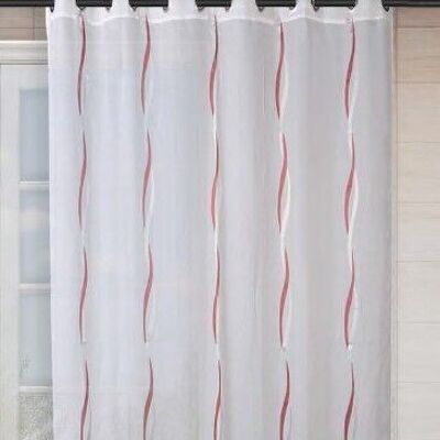 Rideau Voilage TORSADE - Panneau à oeillets - Rouge / Gris- 200 x 240 cm - 100 % pes