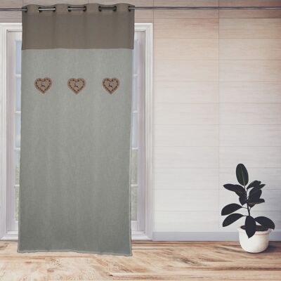 Sheer curtain Panel with eyelets - Embroidered deer - 140 x 240 cm