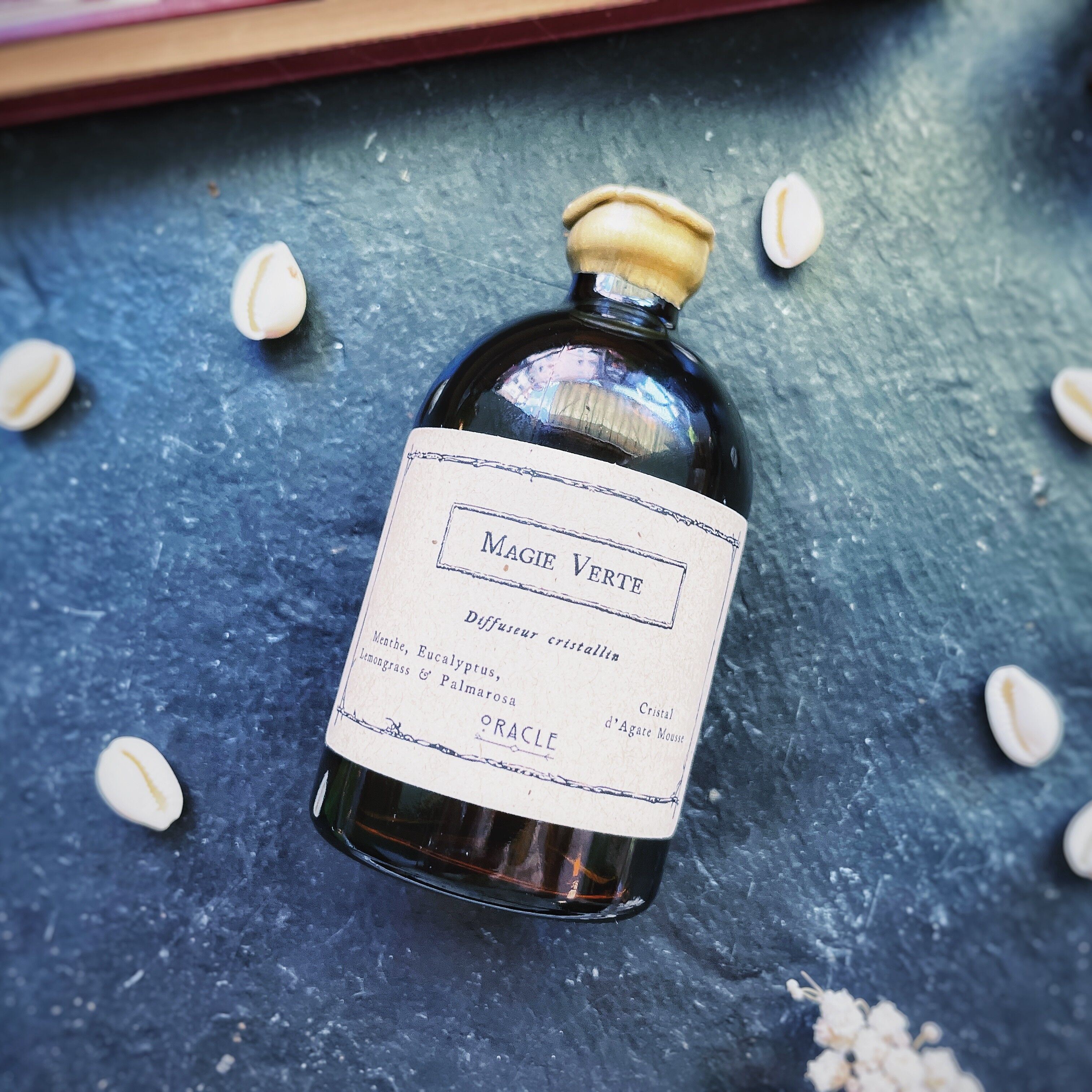 Diffuseur cristallin "Magie Verte" - Menthe, Eucalyptus, Lemongrass & Palmarosa, Agate mousse